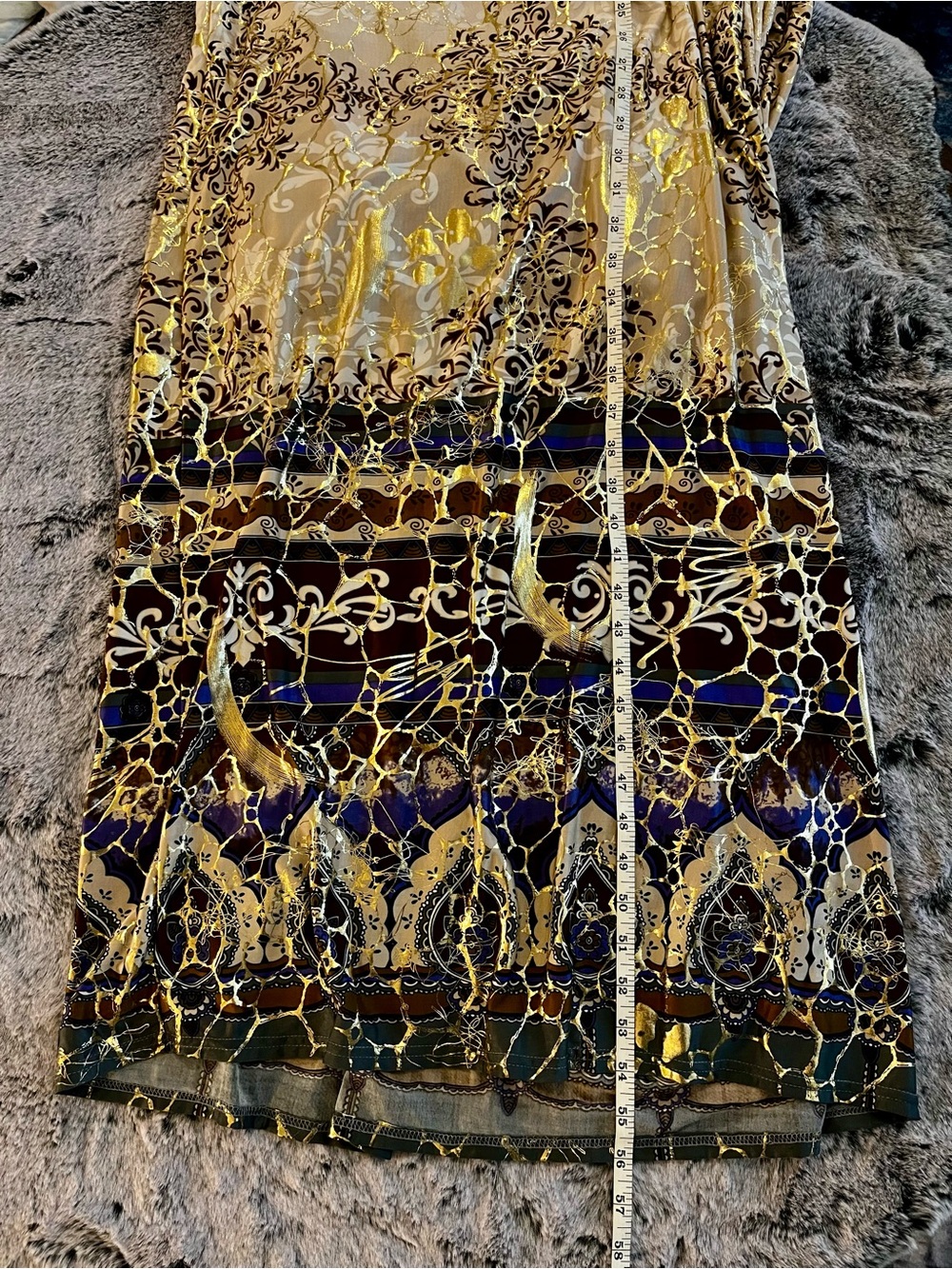 Shoreline Bohemian Printed Halter Maxi Dress - Beige, Purple & Gold foil S/M - Picture 15 of 16
